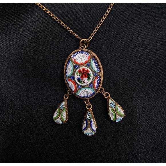 Vintage 1930s Italian Gold Tone Pendant Necklace - Picture 1 of 6